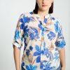 Kleding Cassis | Hemd Met Bloemen- En Palmmotief Koningsblauw