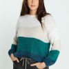 Kleding Cassis | Gestreepte Trui Met Boothals Turquoise