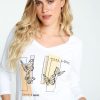 Kleding Cassis | T-Shirt Met Opschrift En Vlinderprint In Strass Wit