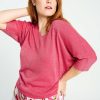 Kleding Cassis | Effen Trui Met Lurex Fushia