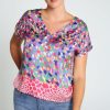 Kleding Cassis | T-Shirt Met Confettiprint En Band Onderaan Multicolor