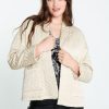 Kleding Cassis | Korte, Effen Kimono In Viscose Met Gewatteerde Kraag Beige