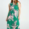 Kleding Cassis | Lange Jurk In Viscose Met Grote Bloemenprint Grasgroen