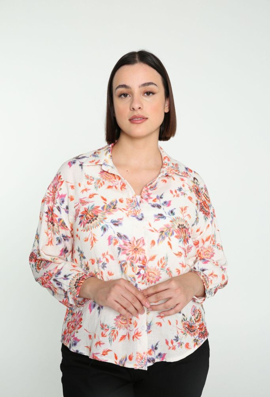 Kleding Cassis | Katoenen Hemd Met Bloemenprint Multicolor