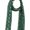 Accessoires Cassis | Sjaal Met Bladmotief En Lurex Groen