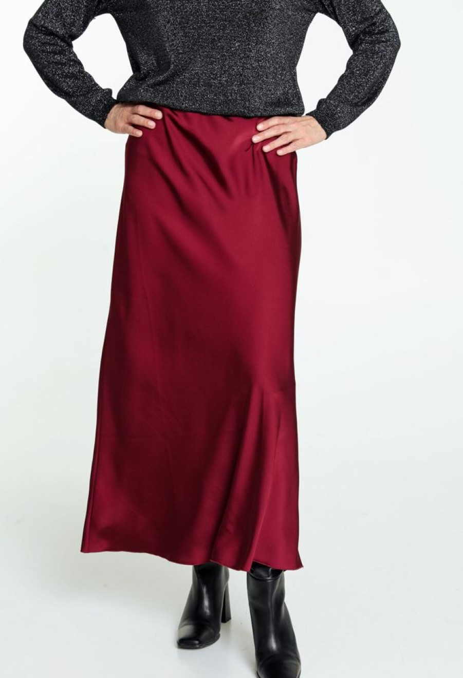 Kleding Cassis | Lange, Effen Rok In Viscose Bordeaux