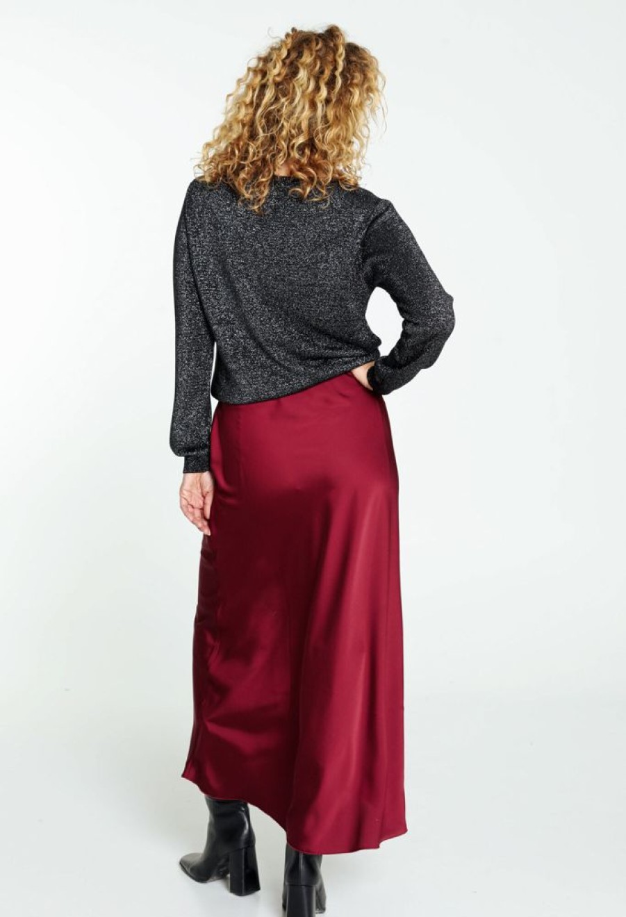 Kleding Cassis | Lange, Effen Rok In Viscose Bordeaux