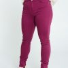 Kleding Cassis | Effen Slim Broek Met 4 Zakken En 1 Knoop Aubergine