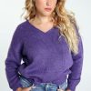 Kleding Cassis | Effen Trui Met Rijststeek Violet