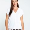 Kleding Cassis | Effen T-Shirt Met Plooieffect Ecru