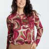 Kleding Cassis | T-Shirt Met Psychedelisch 60' Motief En Druppel Aan De Hals Aubergine