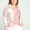 Kleding Cassis | Kort Jeansjasje Met Pastelkleurige Bloemenprint Abrikoos