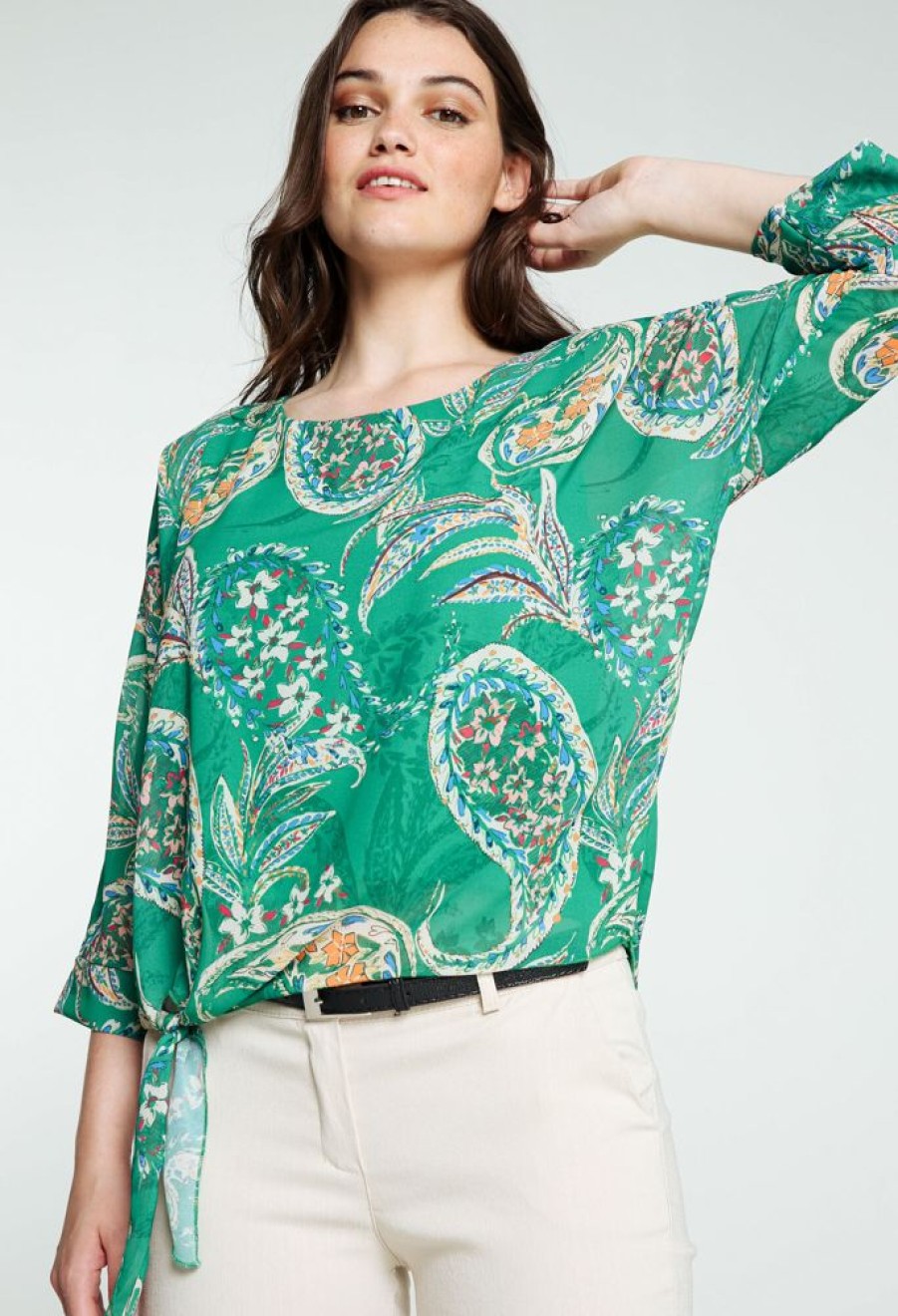 Kleding Cassis | Blouse Met Kasjmierprint Groen