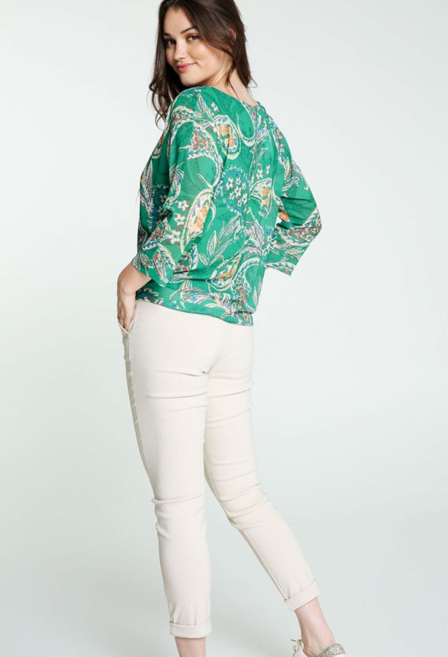 Kleding Cassis | Blouse Met Kasjmierprint Groen