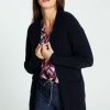 Kleding Cassis | Lange, Effen Cardigan In Viscose Met Sjaalkraag En Zakken Marineblauw