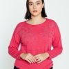 Kleding Cassis | T-Shirt Met Motief Van Strass Op De Schouders Fushia