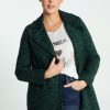 Kleding Cassis | Lange, Effen Jas Met Revers, Knopen En Zakken Groen