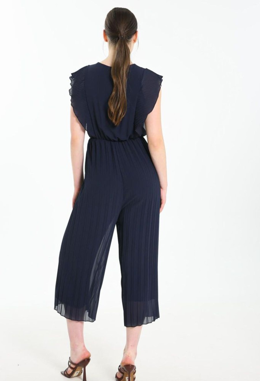 Kleding Cassis | Effen Jumpsuit In Netstof Marineblauw