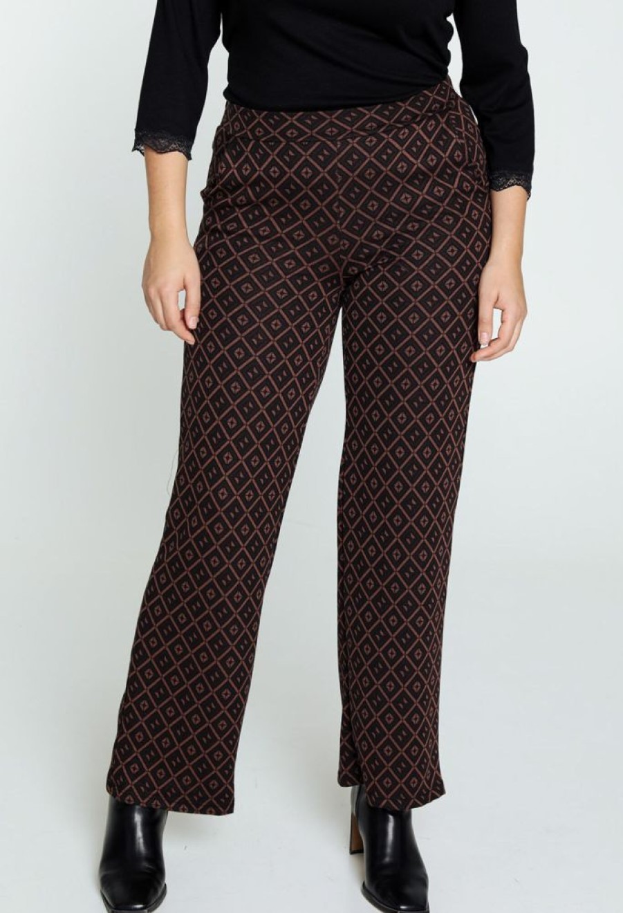 Kleding Cassis | Losse Broek In Viscose Met Diamantenmotief Brons