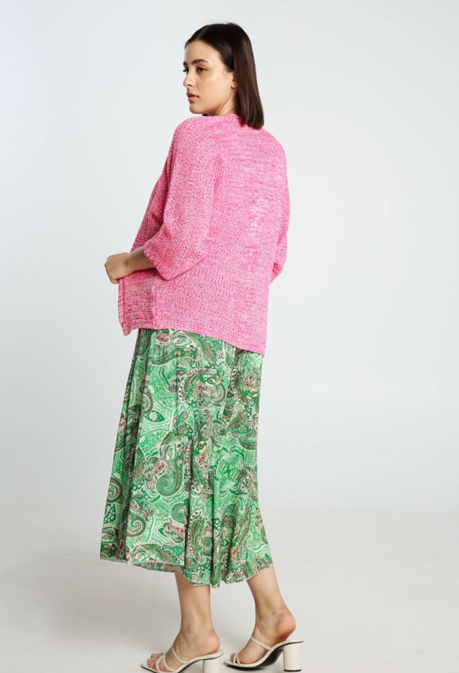 Kleding Cassis | Effen Cardigan Met Sjaalkraag Fushia