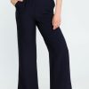 Kleding Cassis | Effen Kick-Flared Broek Met Gestreepte Riem Marineblauw