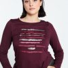 Kleding Cassis | T-Shirt Met Grafisch Penseelmotief Aubergine