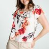 Kleding Cassis | Korte Blouse Bedrukt Met Grote Bloemen En Boothals Multicolor