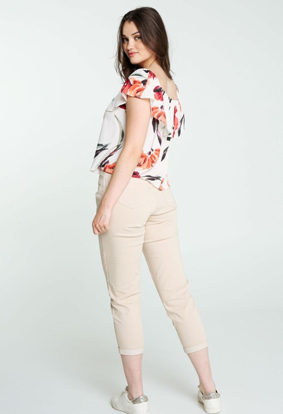 Kleding Cassis | Korte Blouse Bedrukt Met Grote Bloemen En Boothals Multicolor