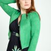 Kleding Cassis | Kort, Effen Jasje Met Decoratieve Rits En Daimlook Groen