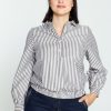 Kleding Cassis | Gestreepte Blouse Met Elastische Taille Grijs