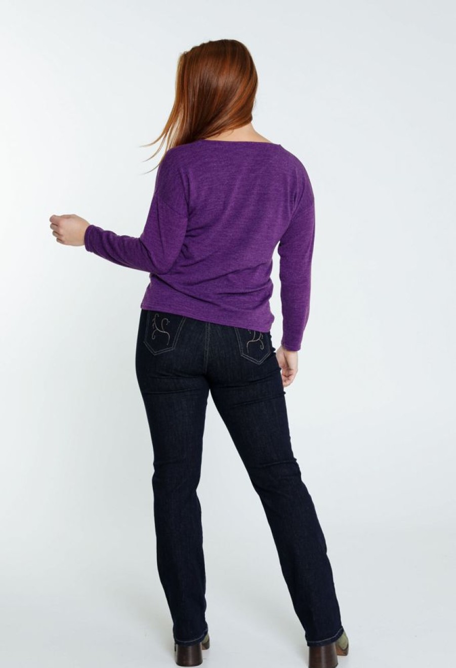 Kleding Cassis | T-Shirt Met Motief Van Strass Op De Schouders Violet