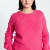 Kleding Cassis | Effen Trui Met Fantasiesteek Fushia