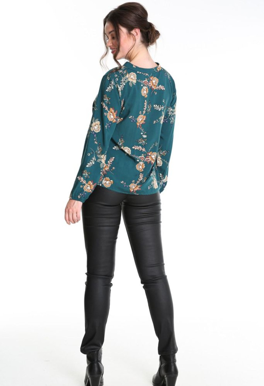 Kleding Cassis | Gebloemde Blouse In Viscose Emerald Groen