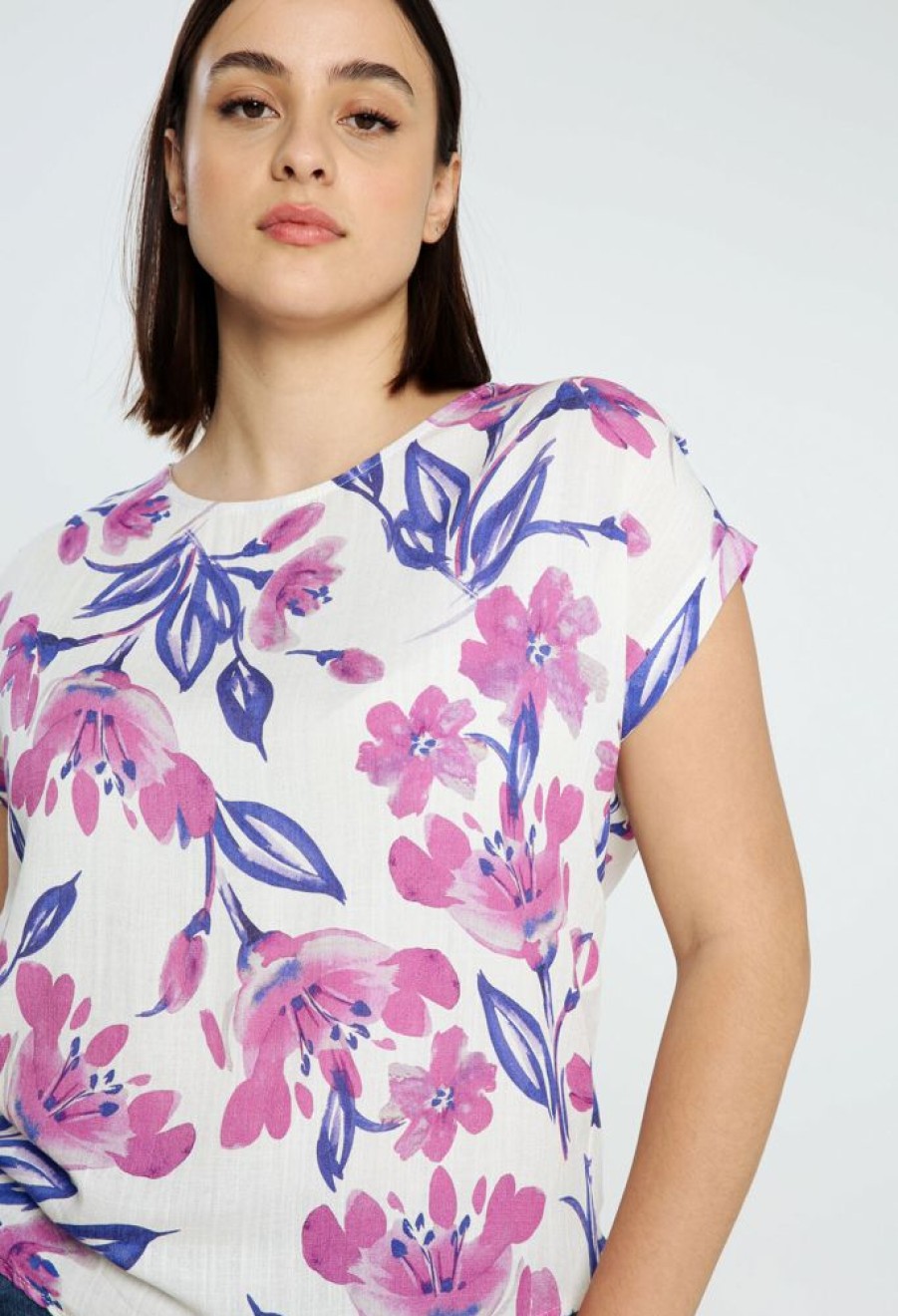 Kleding Cassis | Blouse In Viscose Met Bloemenmotief Violet