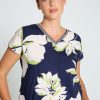 Kleding Cassis | T-Shirt Met Bloemenmotief Marineblauw