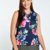 Kleding Cassis | Mouwloze T-Shirt Bedrukt Met Grote Bloemen Marineblauw