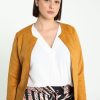 Kleding Cassis | Kort, Effen Jasje In Suede Met Uitsparingen Oker